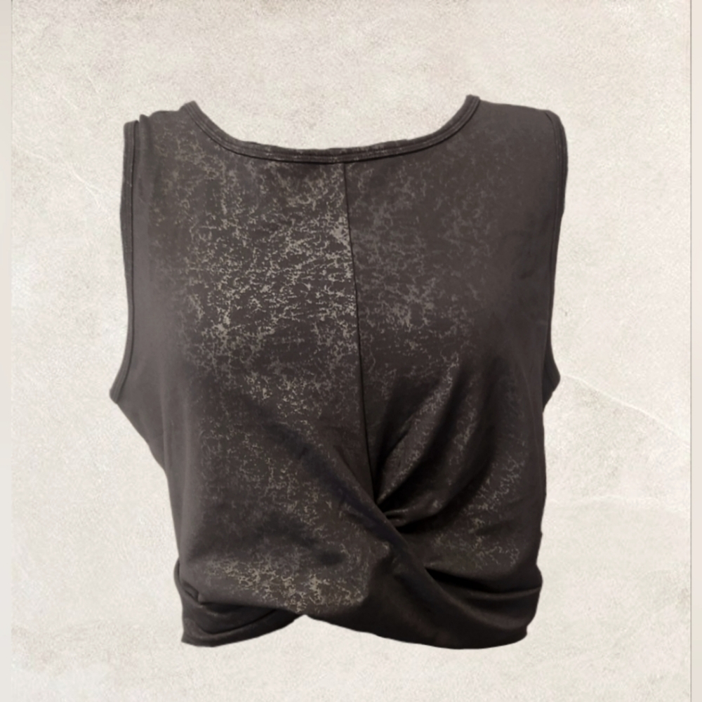 90 Degree by Reflex Twist Tank Black  Thunderstorm Embo Print NWT Size XL (B13)
